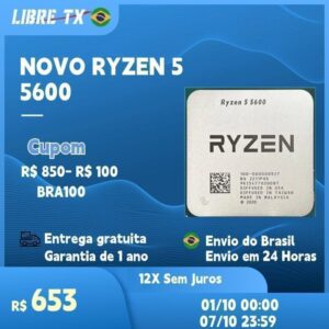 Processador AMD Ryzen 5 5600 Novo - Estoque no Brasil