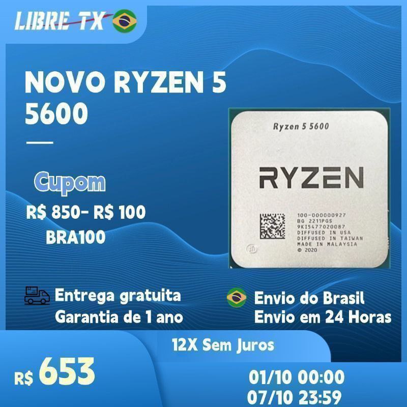 Processador AMD Ryzen 5 5600 Novo - Estoque no Brasil