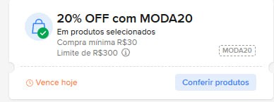 Cupom Mercado Livre Moda