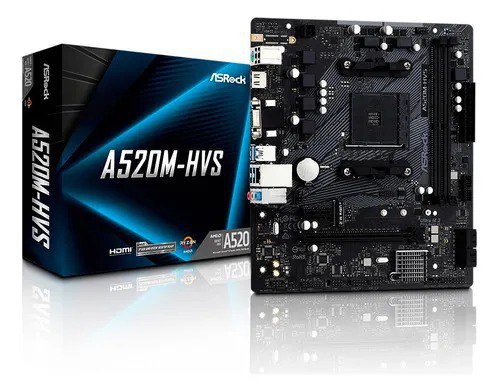 Placa-Mãe ASRock A520M-HVS | AMD AM4 | 2x DDR4 | HDMI/VGA